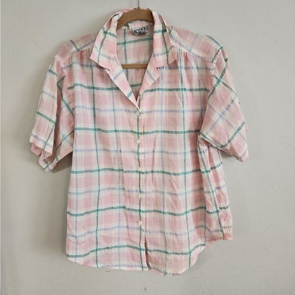Vintage top plaid button down koret medium top - Picture 1 of 5